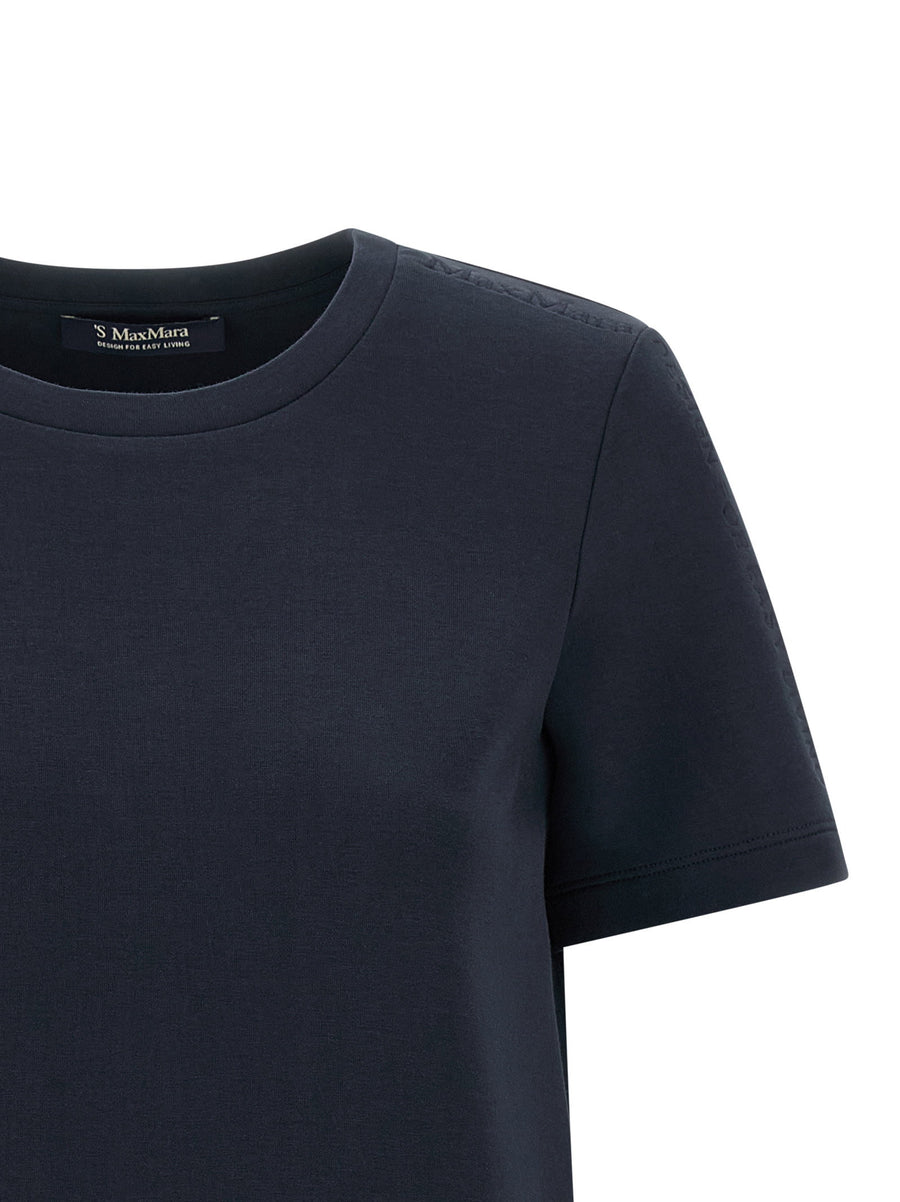 Max Mara Smmnancy T Shirt For Women Luxury Cotton Jersey With Short Embroidered Sleeves