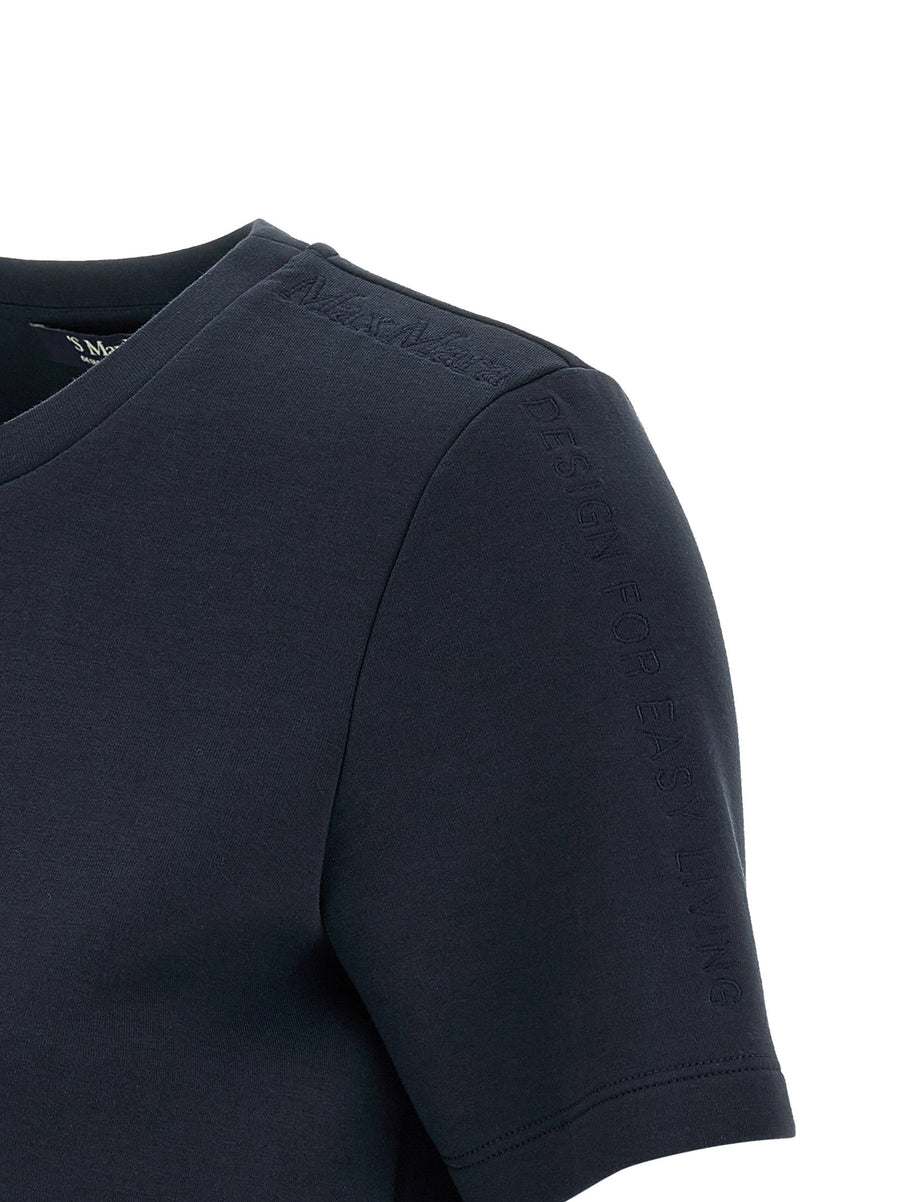 Max Mara Smmnancy T Shirt For Women Luxury Cotton Jersey With Short Embroidered Sleeves