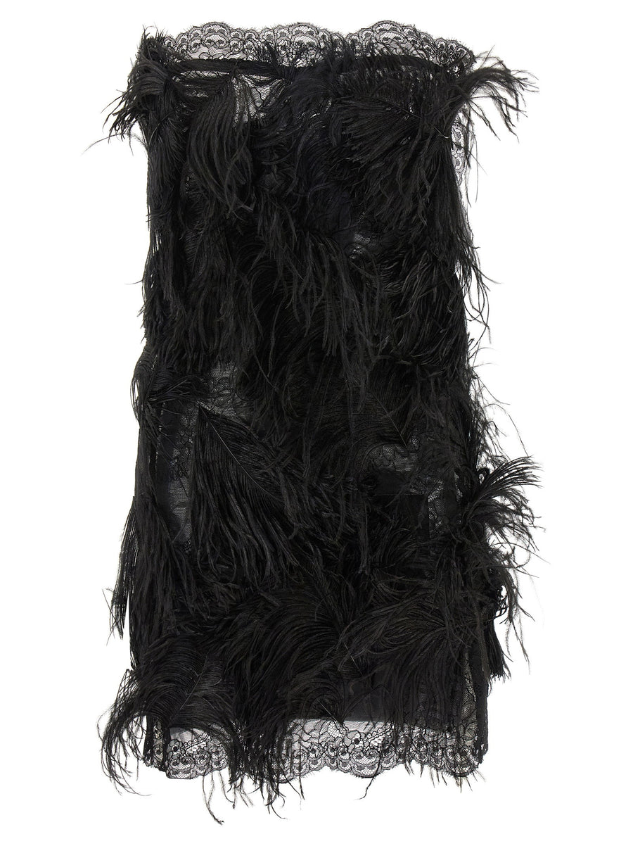 The Attico Lace And Feather Dress