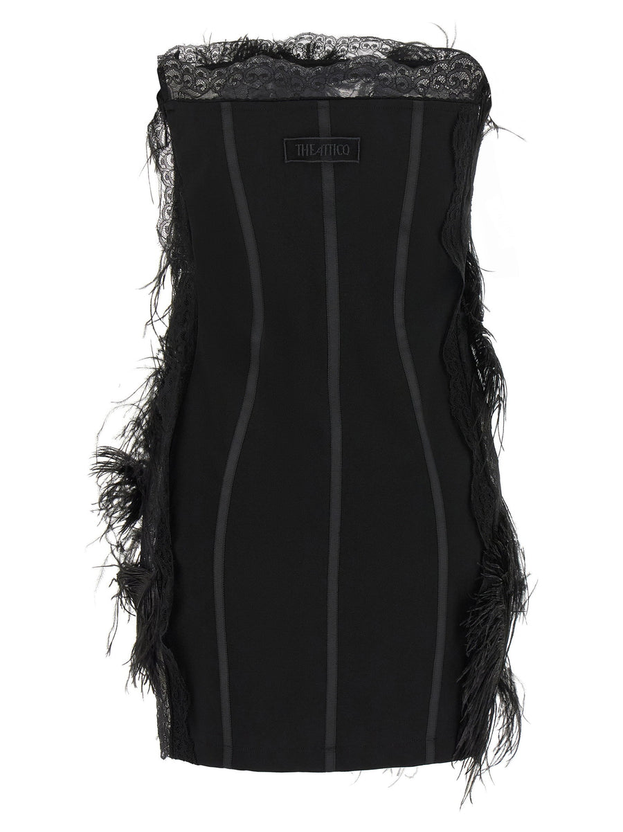The Attico Lace And Feather Dress