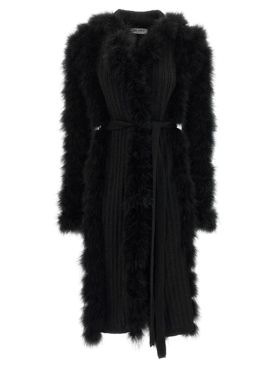 The Attico Black Alpaca Wool Dressing Gown Coat With Belt