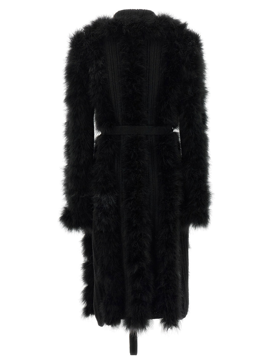 The Attico Black Alpaca Wool Dressing Gown Coat With Belt