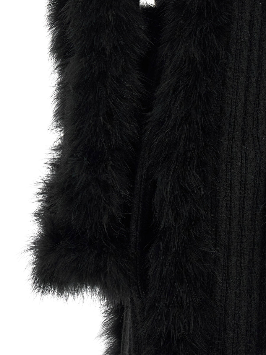 The Attico Black Alpaca Wool Dressing Gown Coat With Belt