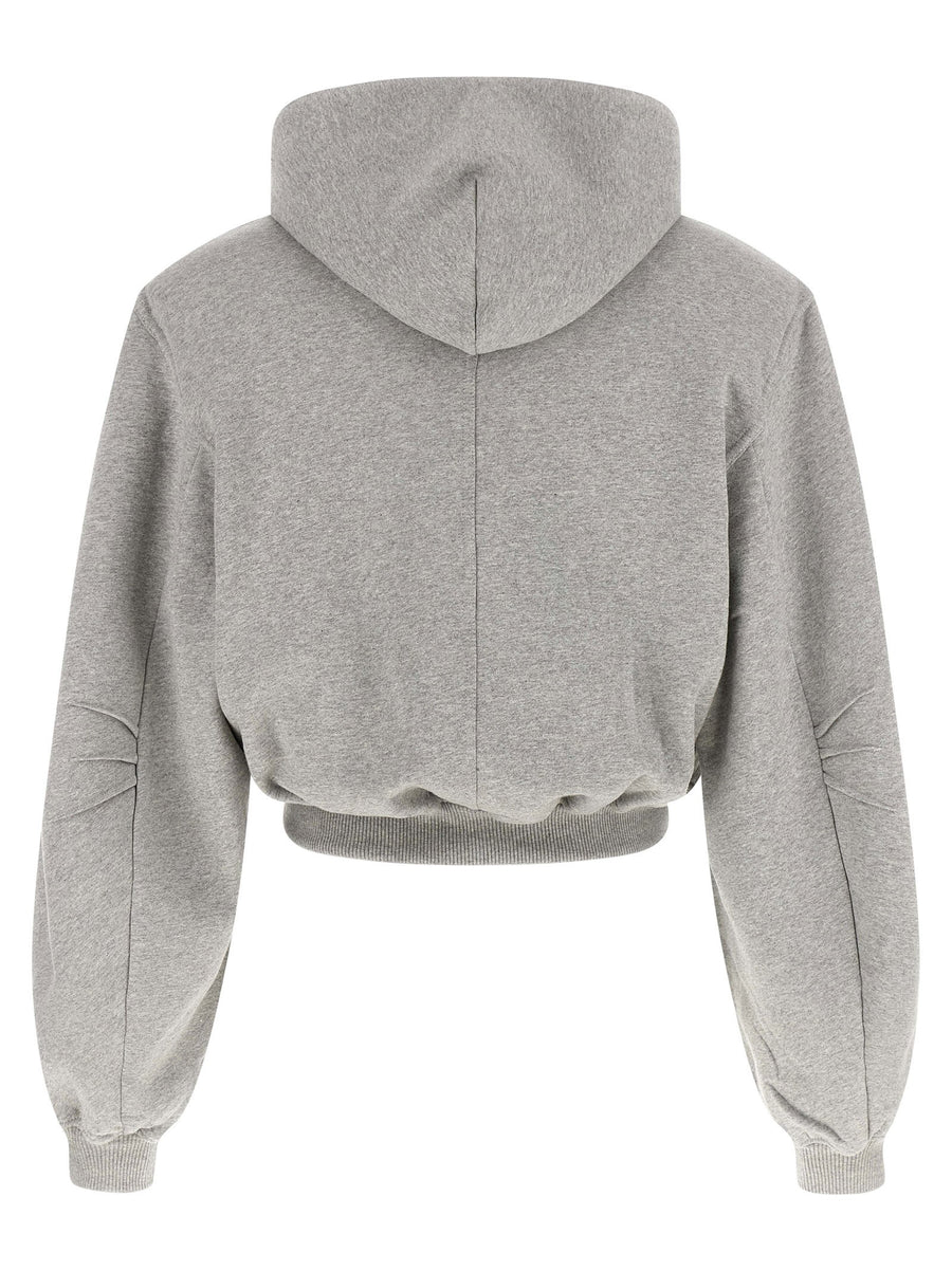 The Attico Cropped Hoodie Gray 100 Percent Cotton Boxy Fit Topwear For Women