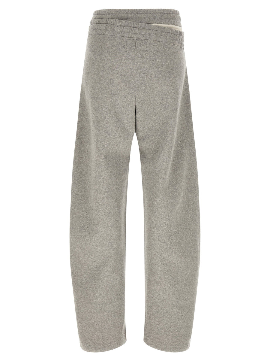 The Attico Gray Cotton Trousers With Asymmetrical Double Waist Drawstrings