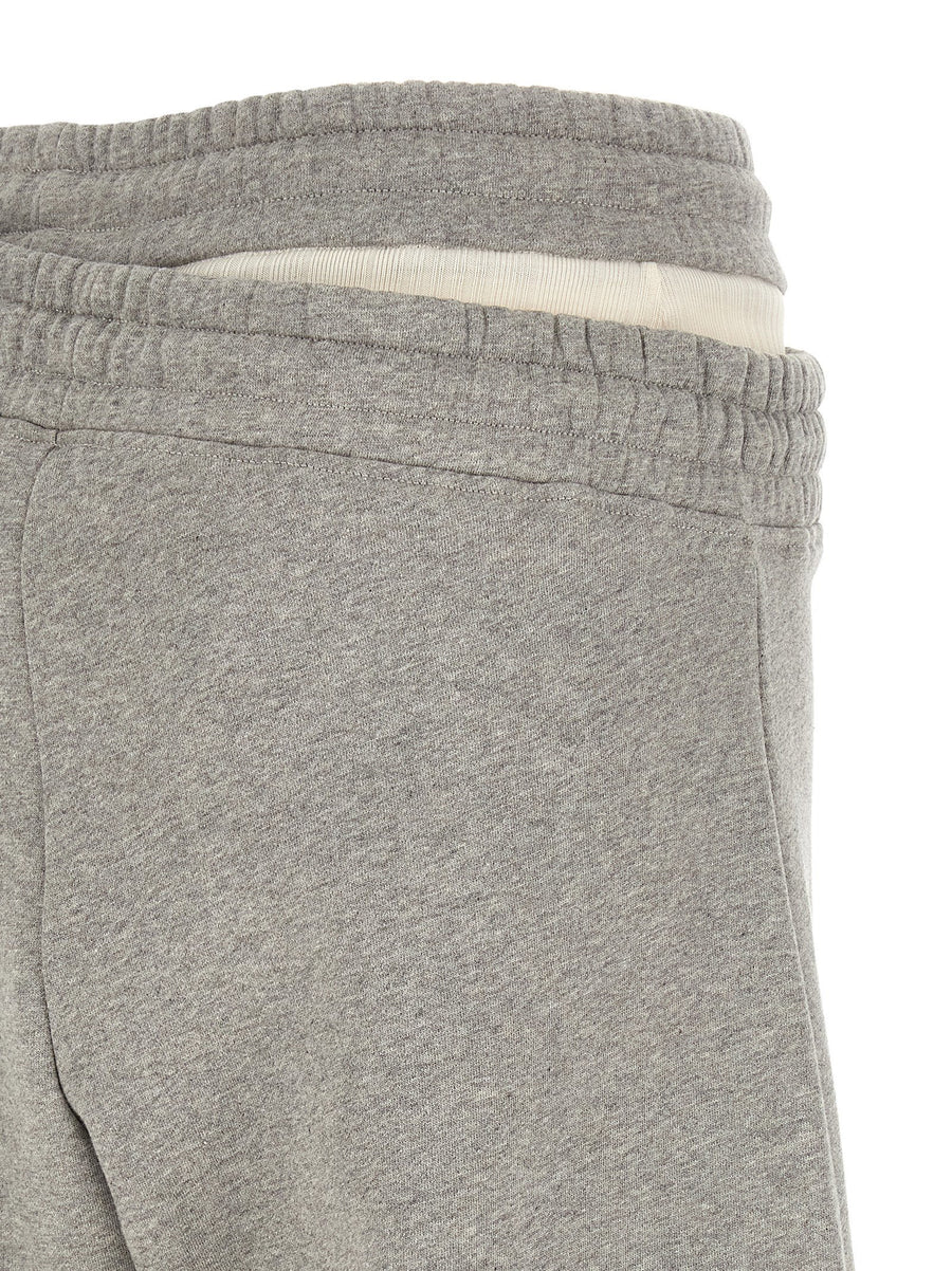 The Attico Gray Cotton Trousers With Asymmetrical Double Waist Drawstrings