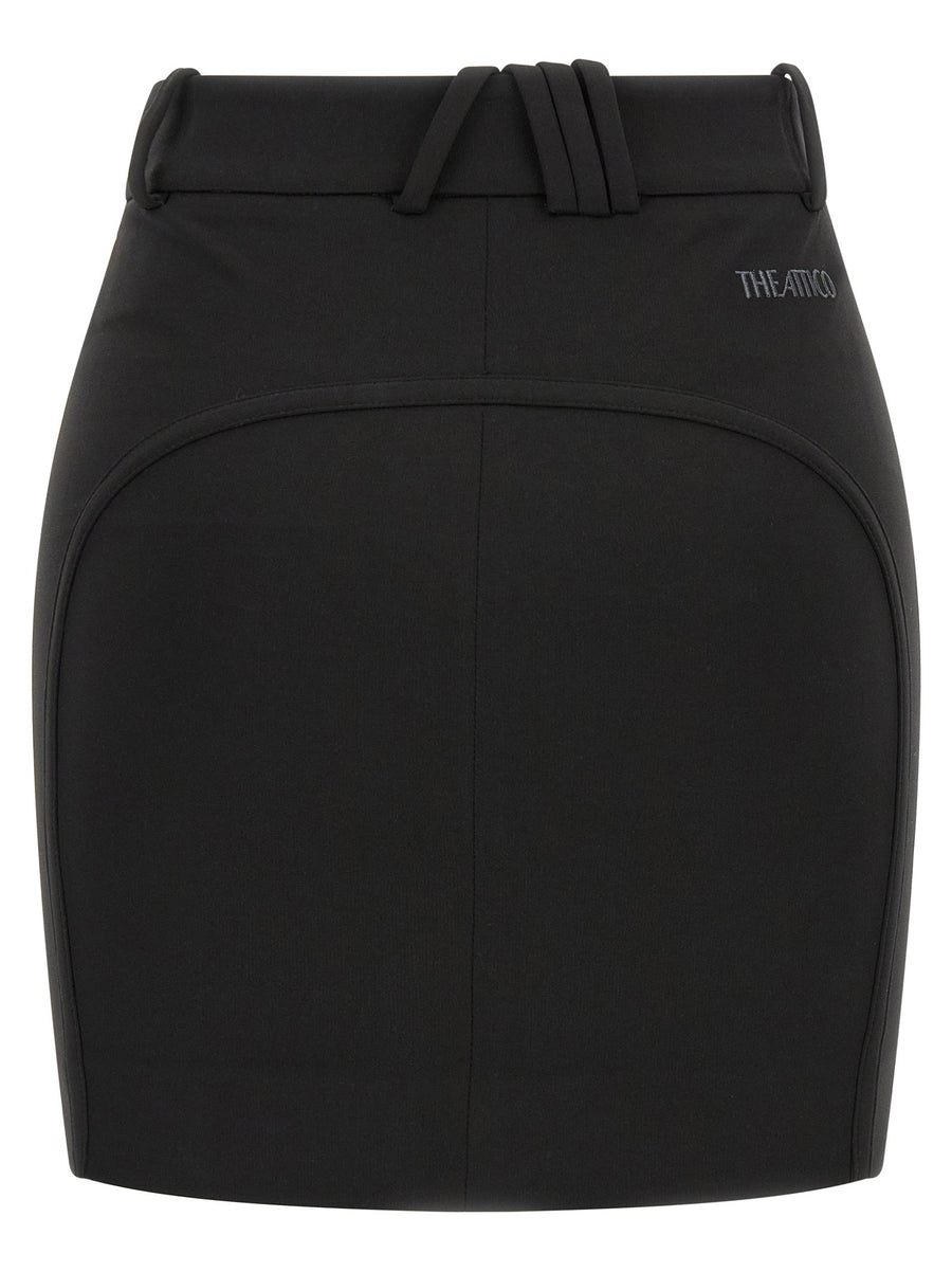 The Attico Black Metal Plate Skirt High Waist Mini Silhouette Viscose