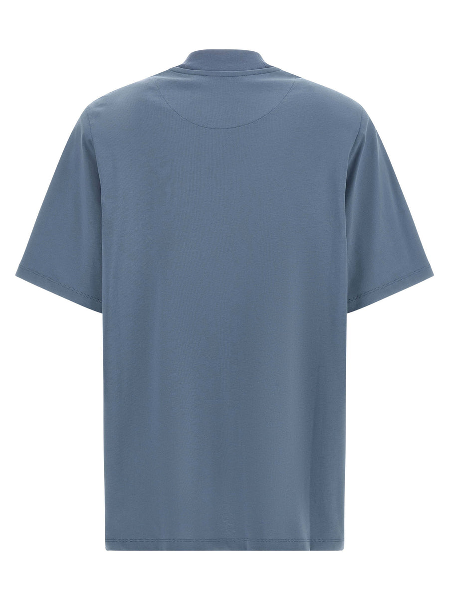 The Attico Blue Mock Neck Cotton T Shirt Oversized Topwear