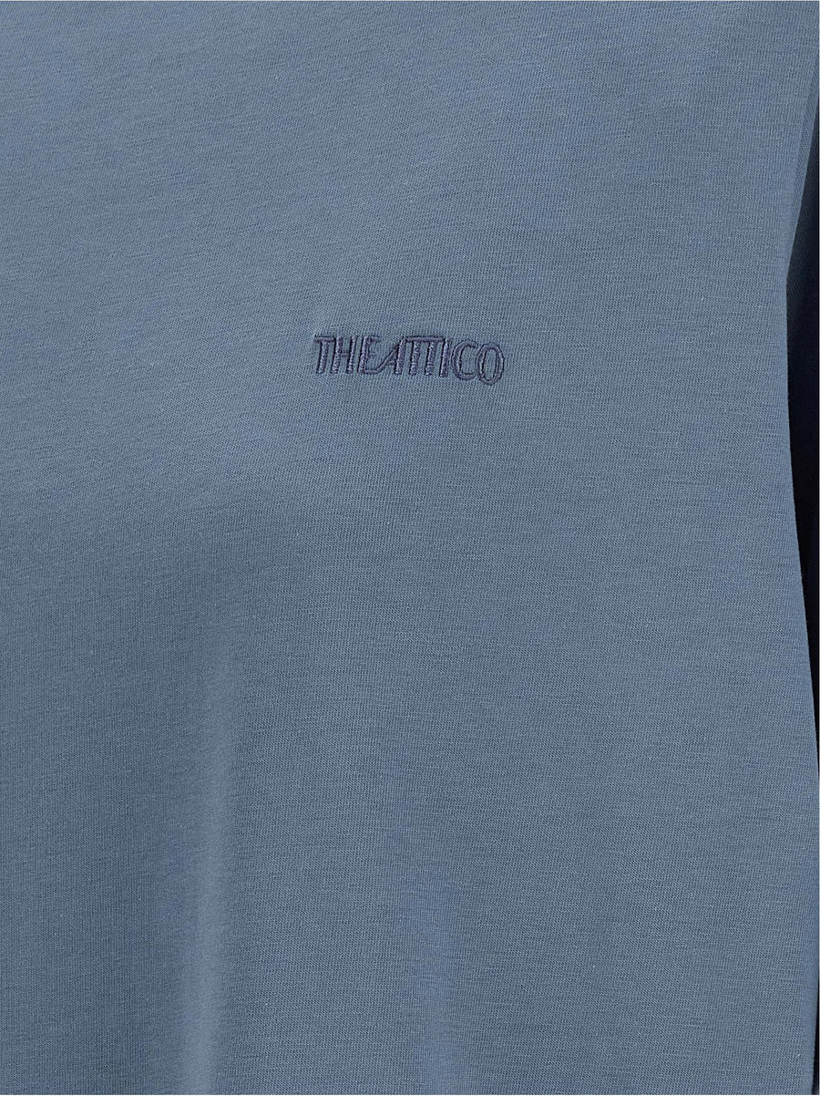 The Attico Blue Mock Neck Cotton T Shirt Oversized Topwear