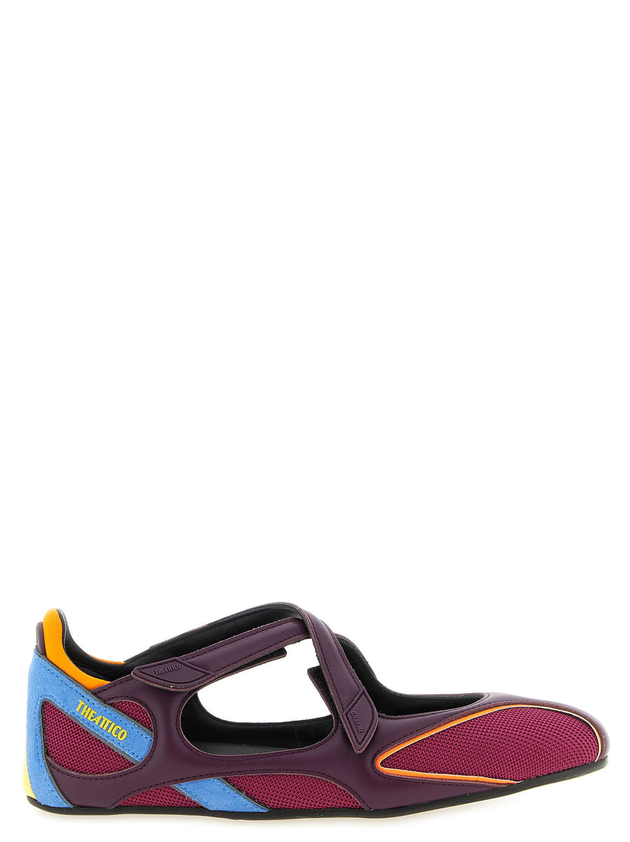 The Attico Floor 01 Ballet Flats Multicolor Luxury Technical Mesh Plum Pink