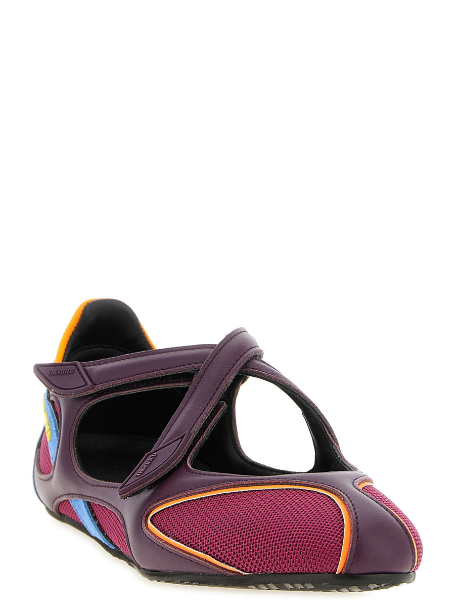 The Attico Floor 01 Ballet Flats Multicolor Luxury Technical Mesh Plum Pink