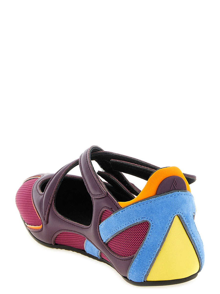 The Attico Floor 01 Ballet Flats Multicolor Luxury Technical Mesh Plum Pink