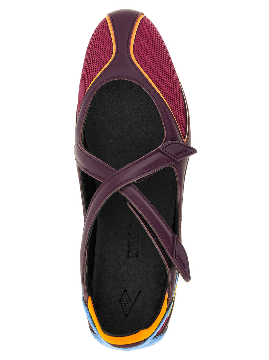 The Attico Floor 01 Ballet Flats Multicolor Luxury Technical Mesh Plum Pink