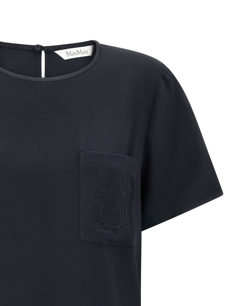 Max Mara Mxmpagano Black Silk Crepe De Chine Blouse