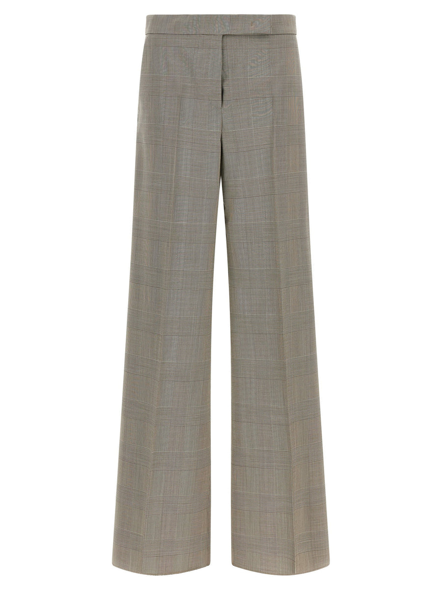 Max Mara Mxmnetto Gray High Waist Wide Leg Prince of Wales Check Wool Trousers