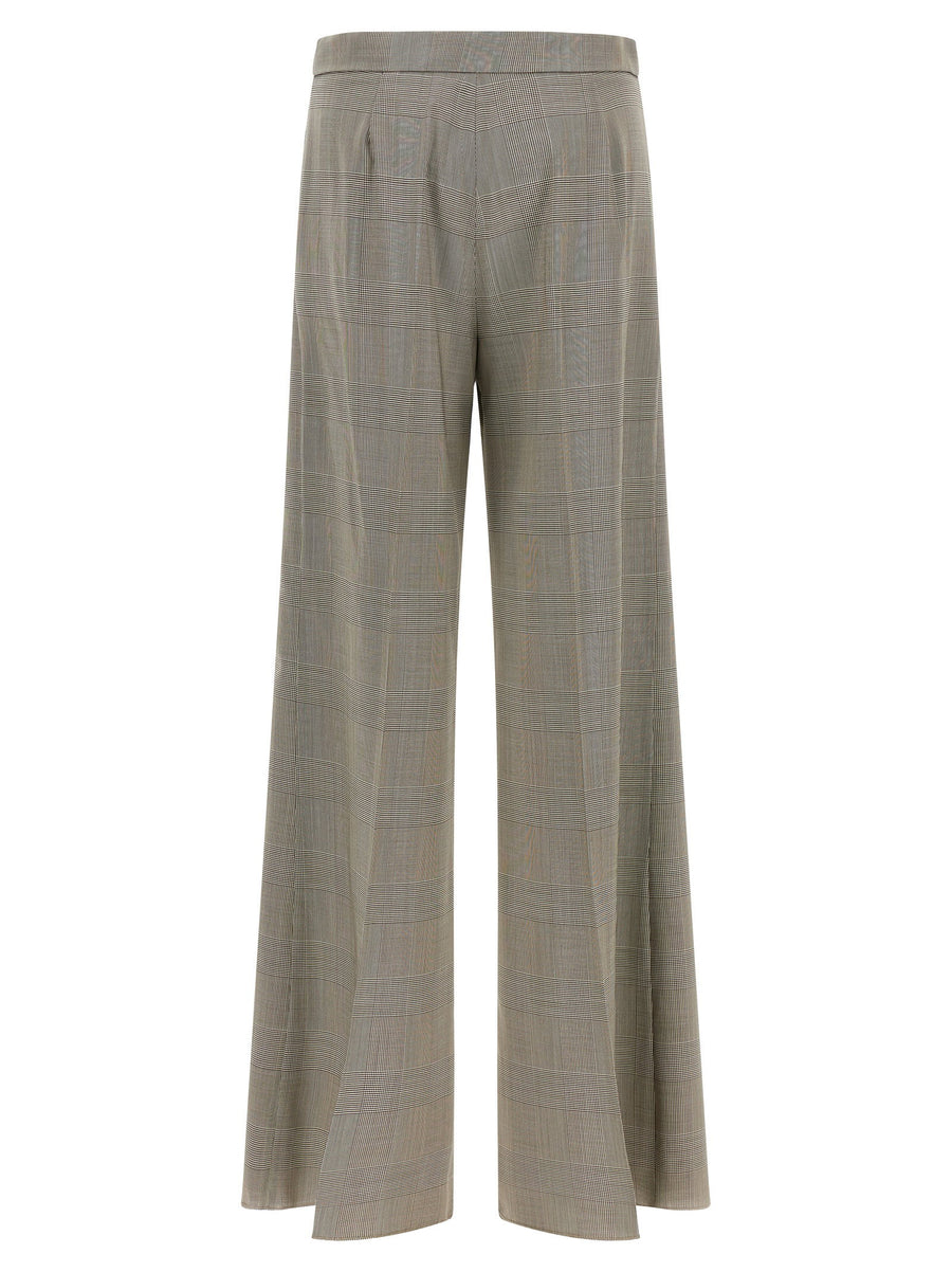 Max Mara Mxmnetto Gray High Waist Wide Leg Prince of Wales Check Wool Trousers