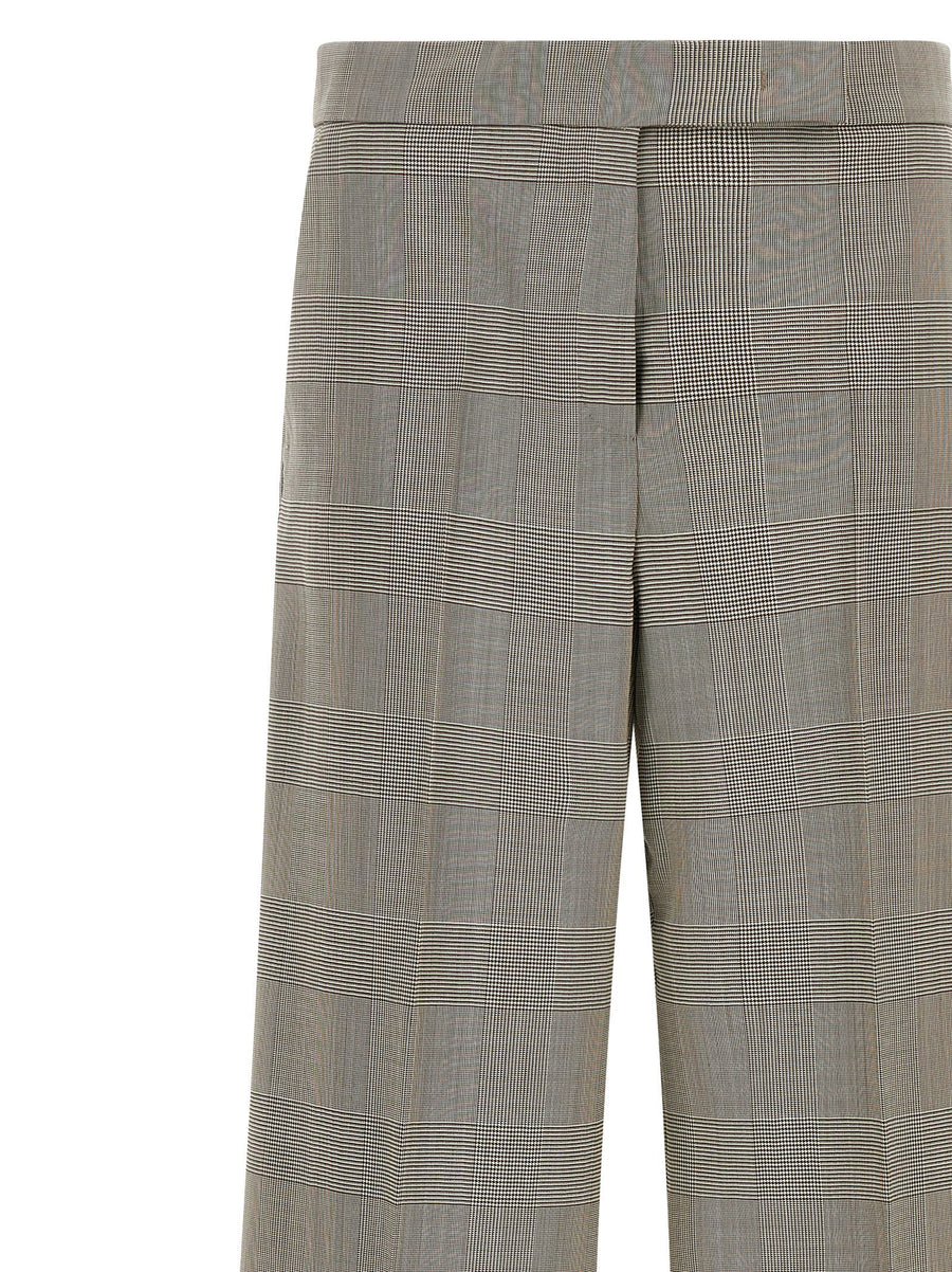 Max Mara Mxmnetto Gray High Waist Wide Leg Prince of Wales Check Wool Trousers