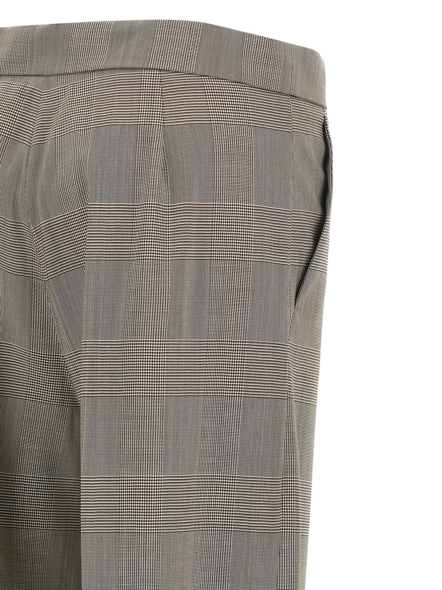 Max Mara Mxmnetto Gray High Waist Wide Leg Prince of Wales Check Wool Trousers