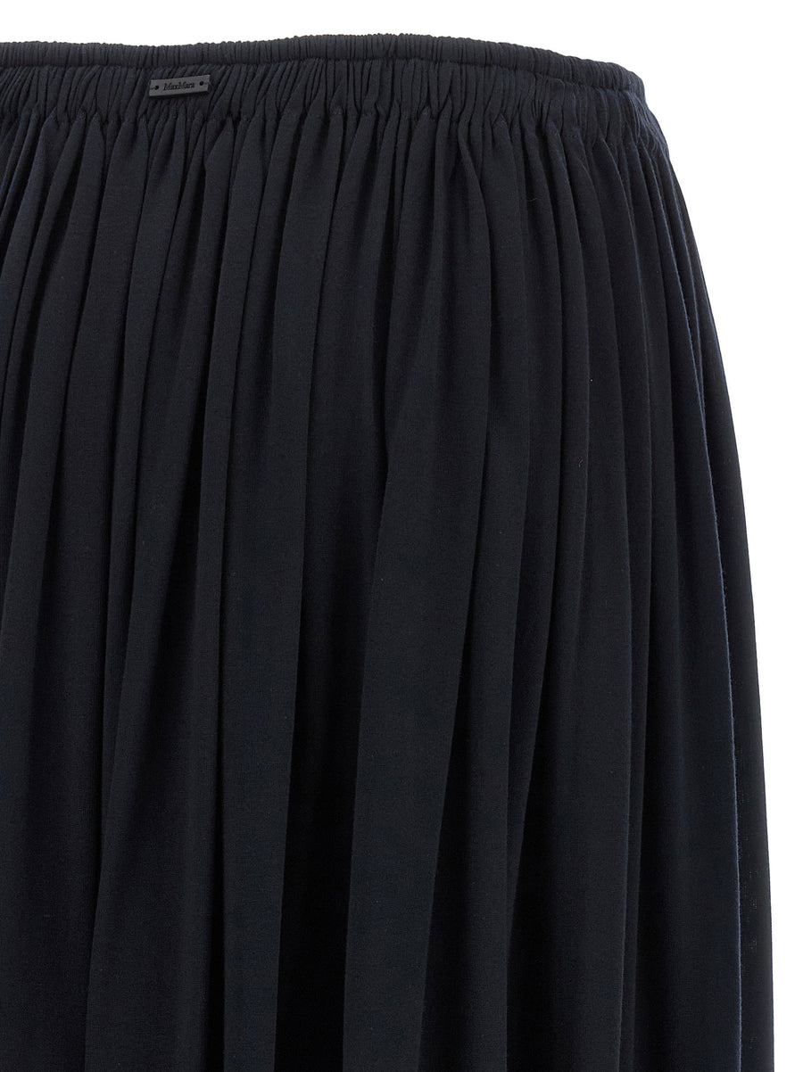 Max Mara Mxmlivrea Blue Lyocell Silk Long Flared Skirt