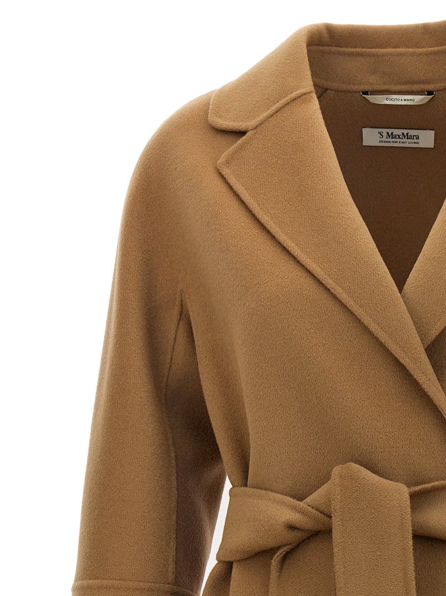 S Max Mara Arona Coat In Beige Pure Wool With Cocoon Silhouette