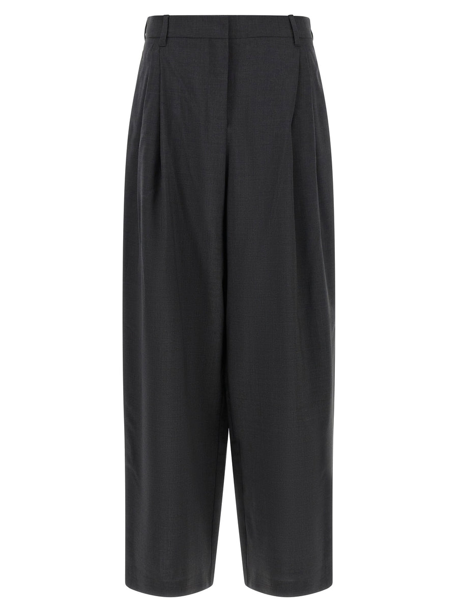 Max Mara Smmtaro Trousers Gray Pure Wool High Waist Palazzo