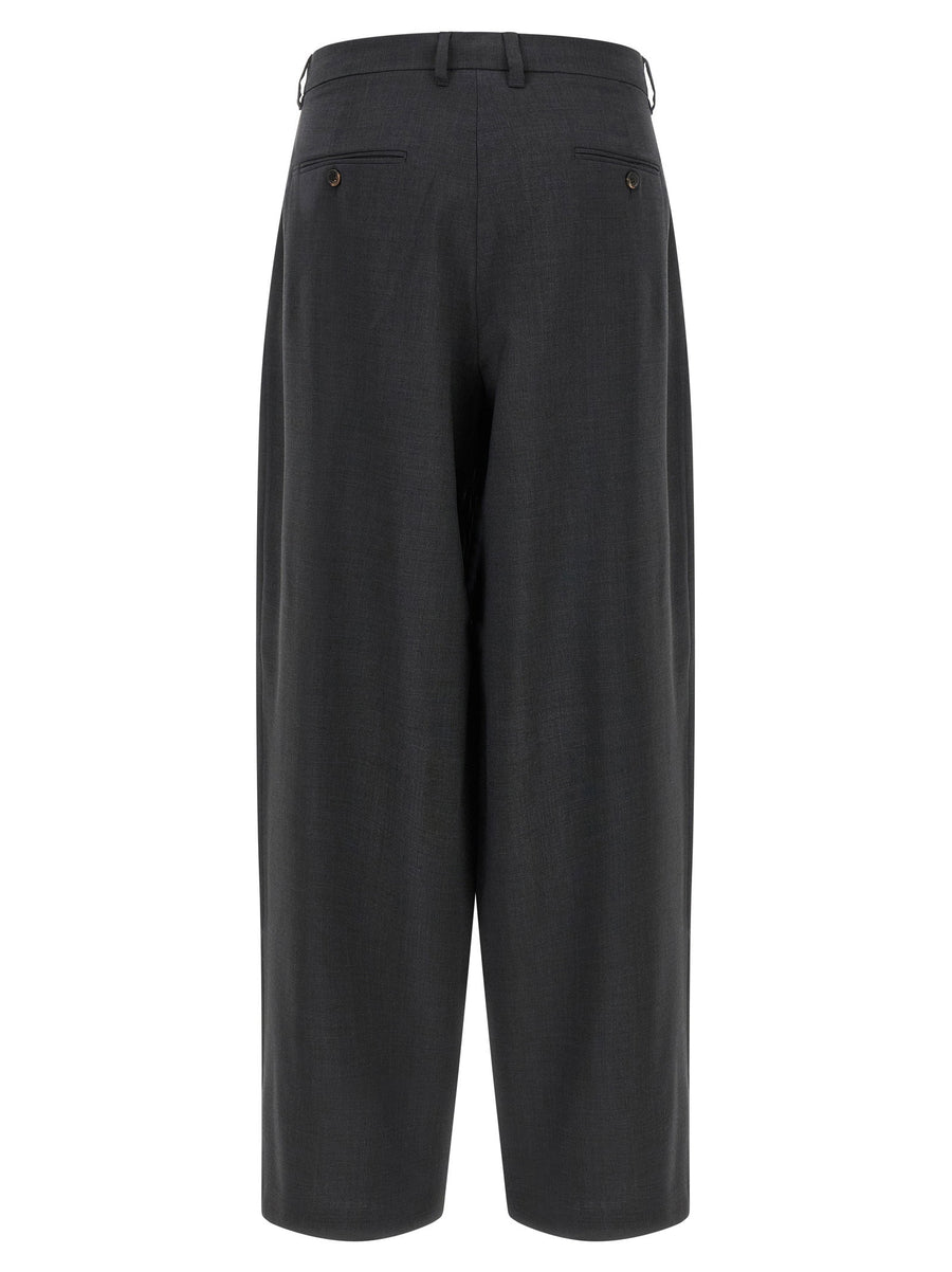 Max Mara Smmtaro Trousers Gray Pure Wool High Waist Palazzo