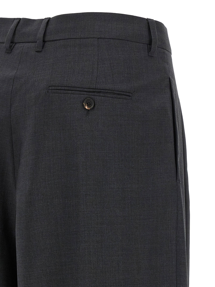 Max Mara Smmtaro Trousers Gray Pure Wool High Waist Palazzo