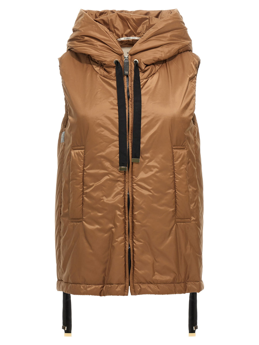 Max Mara The Cube Greengo Vest Cameluxe Insulated Waterproof Canvas Brown