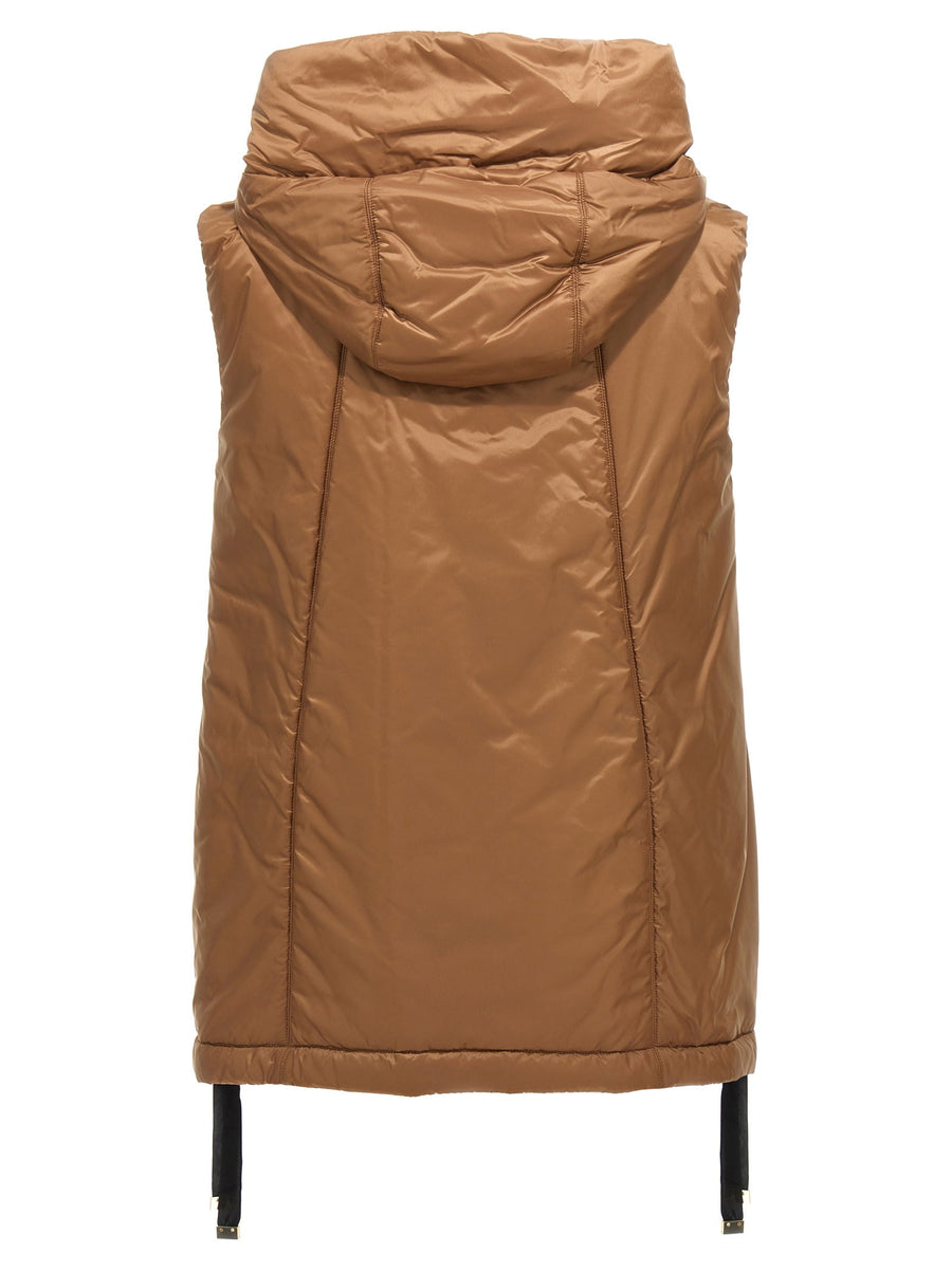 Max Mara The Cube Greengo Vest Cameluxe Insulated Waterproof Canvas Brown