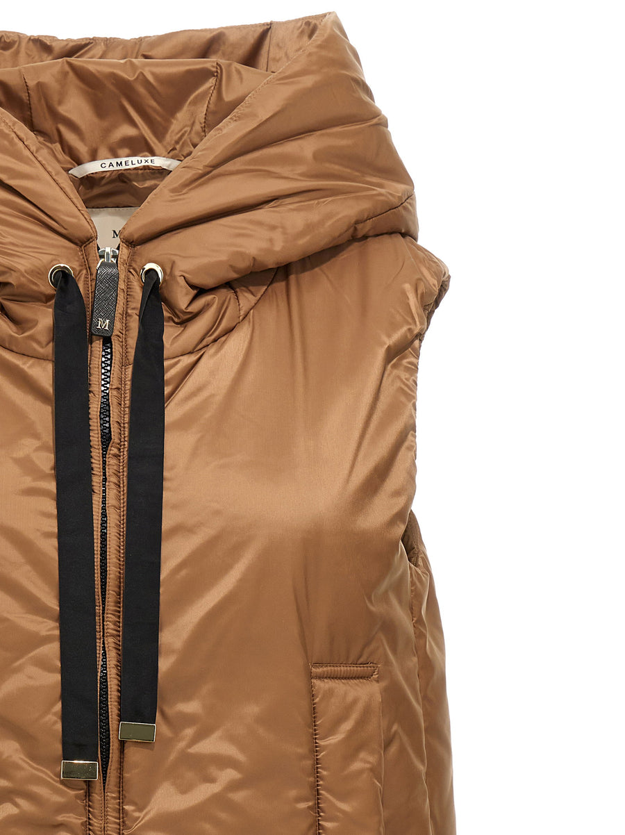 Max Mara The Cube Greengo Vest Cameluxe Insulated Waterproof Canvas Brown
