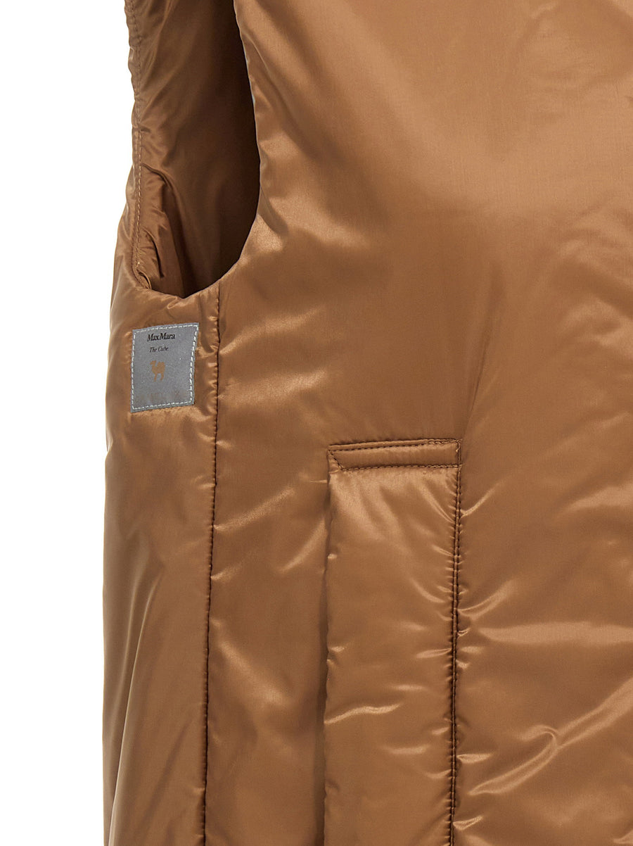 Max Mara The Cube Greengo Vest Cameluxe Insulated Waterproof Canvas Brown