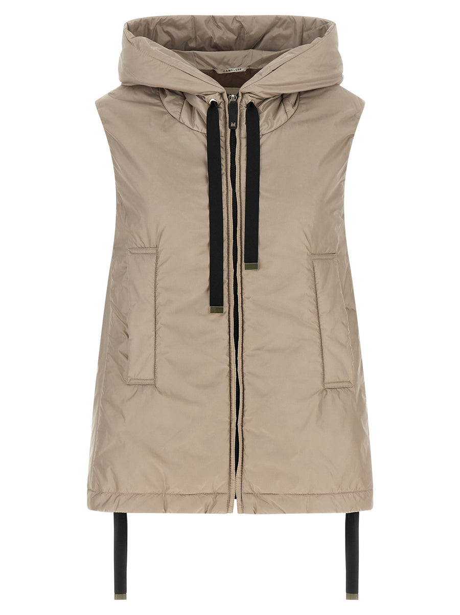 Max Mara The Cube Greengo Hooded Sleeveless Vest Beige 100 Percent Polyester
