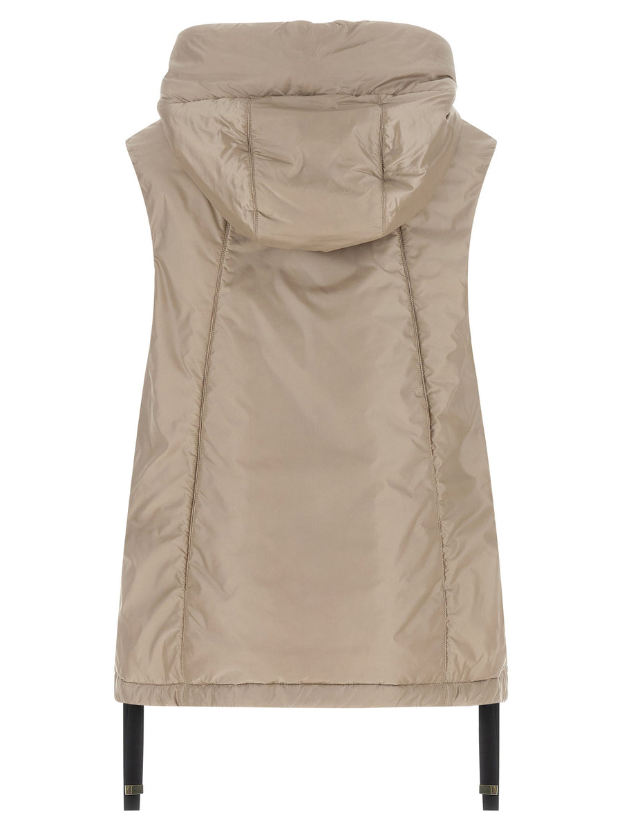 Max Mara The Cube Greengo Hooded Sleeveless Vest Beige 100 Percent Polyester