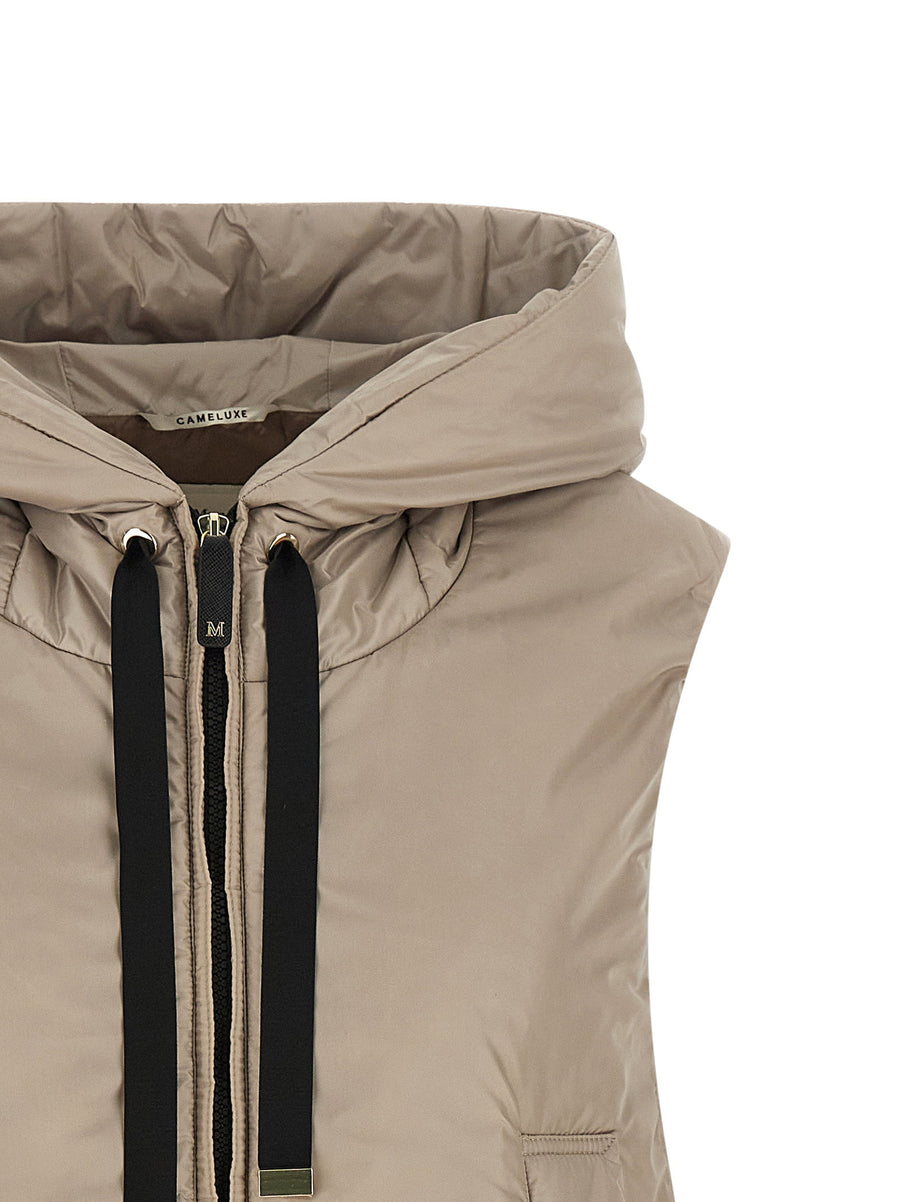 Max Mara The Cube Greengo Hooded Sleeveless Vest Beige 100 Percent Polyester
