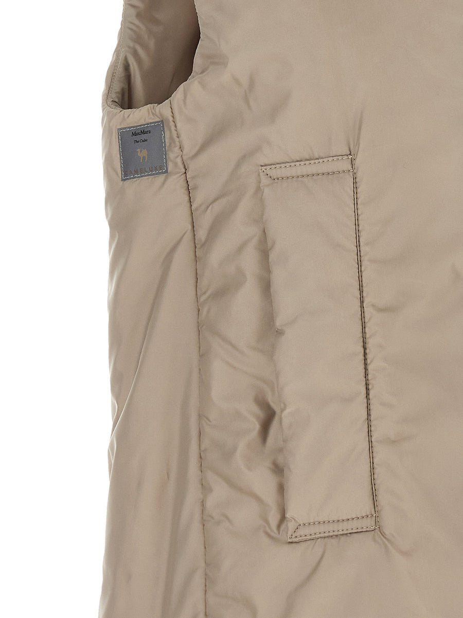 Max Mara The Cube Greengo Hooded Sleeveless Vest Beige 100 Percent Polyester
