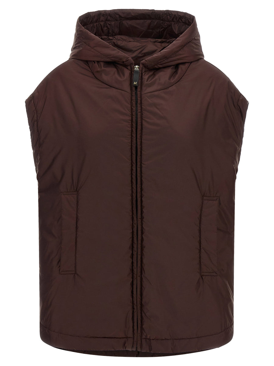 Max Mara The Cube Mtcambra Hooded Vest Bordeaux Polyester Oversized