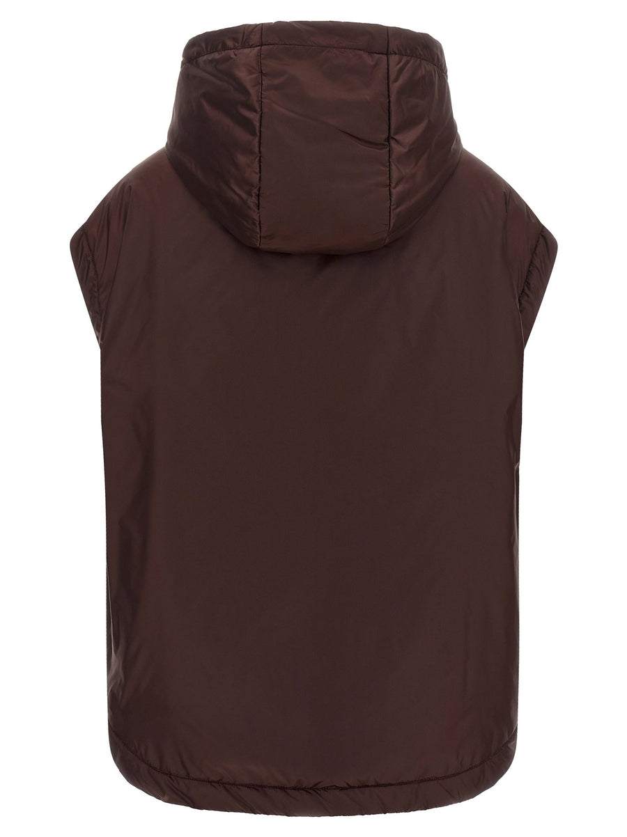 Max Mara The Cube Mtcambra Hooded Vest Bordeaux Polyester Oversized