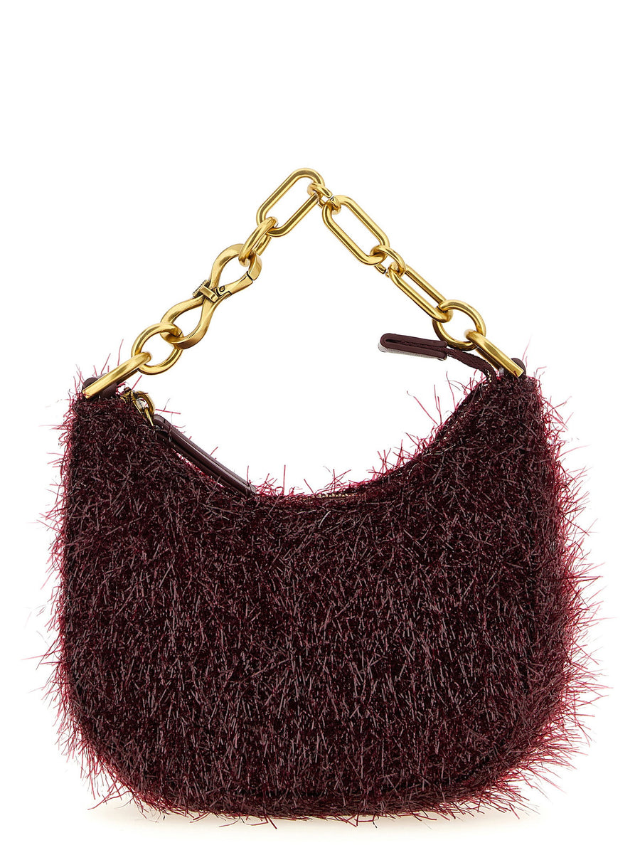 Twin Set Mini Croissant Handbag Crescent Bordeaux Polyester Gold Chain