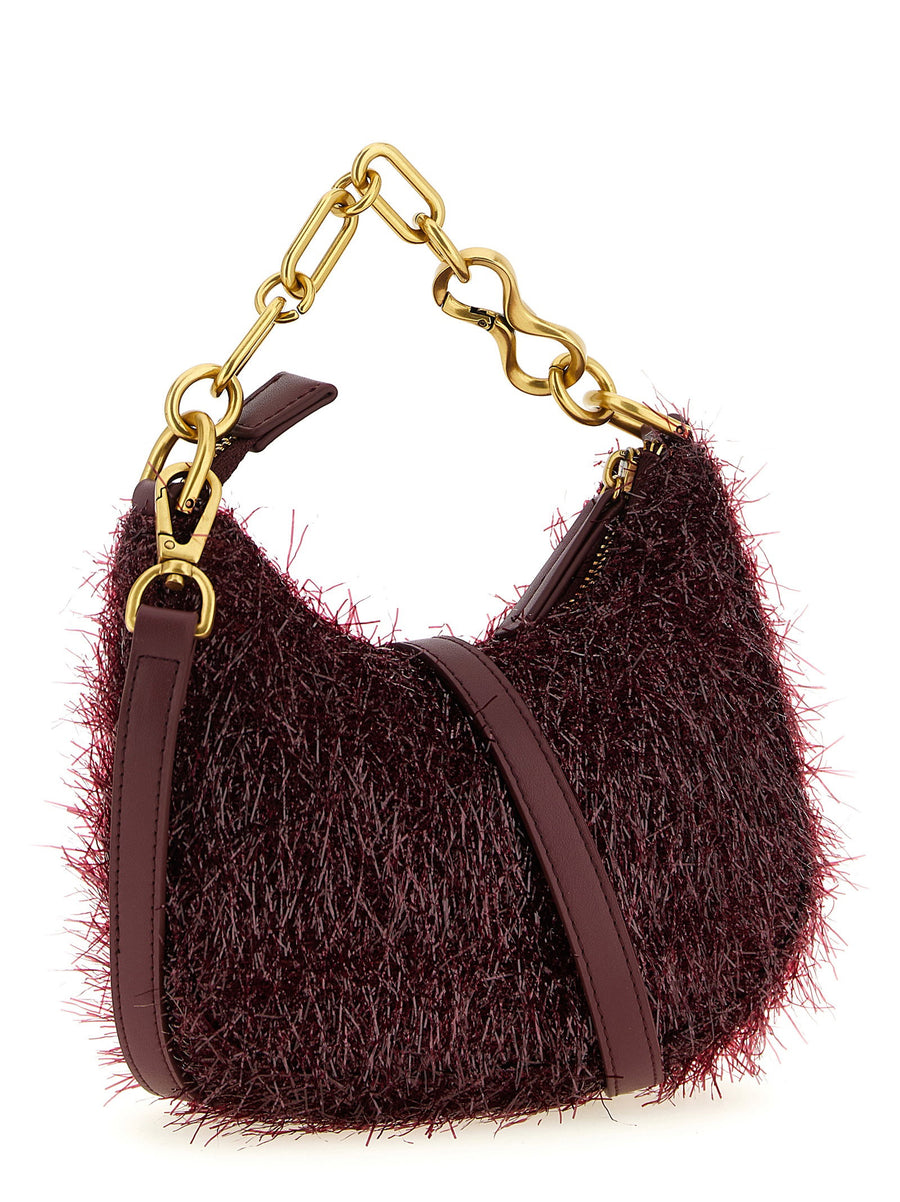 Twin Set Mini Croissant Handbag Crescent Bordeaux Polyester Gold Chain