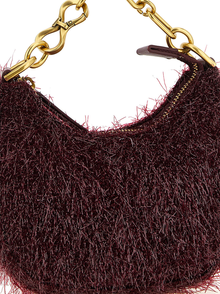 Twin Set Mini Croissant Handbag Crescent Bordeaux Polyester Gold Chain