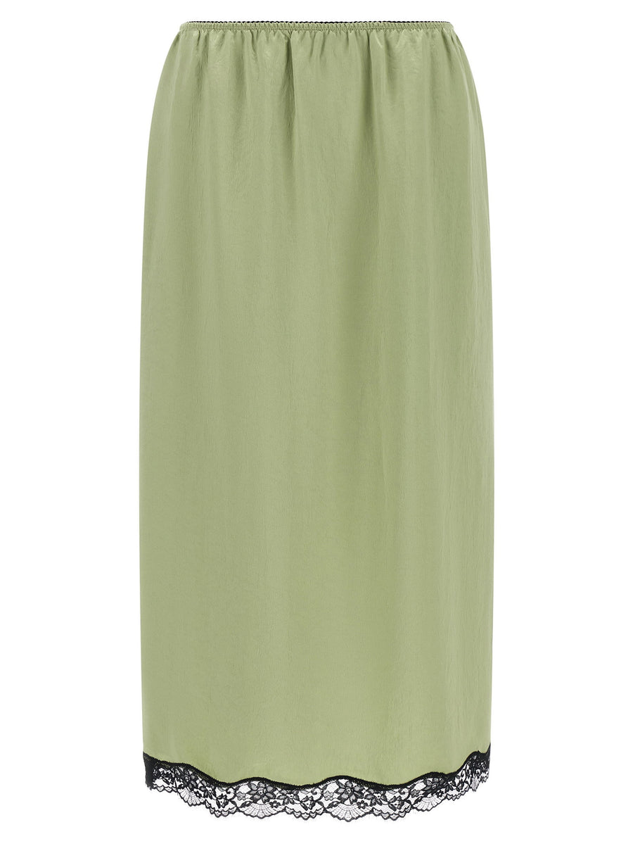 Twin Set Satin Froissé And Lace Skirt