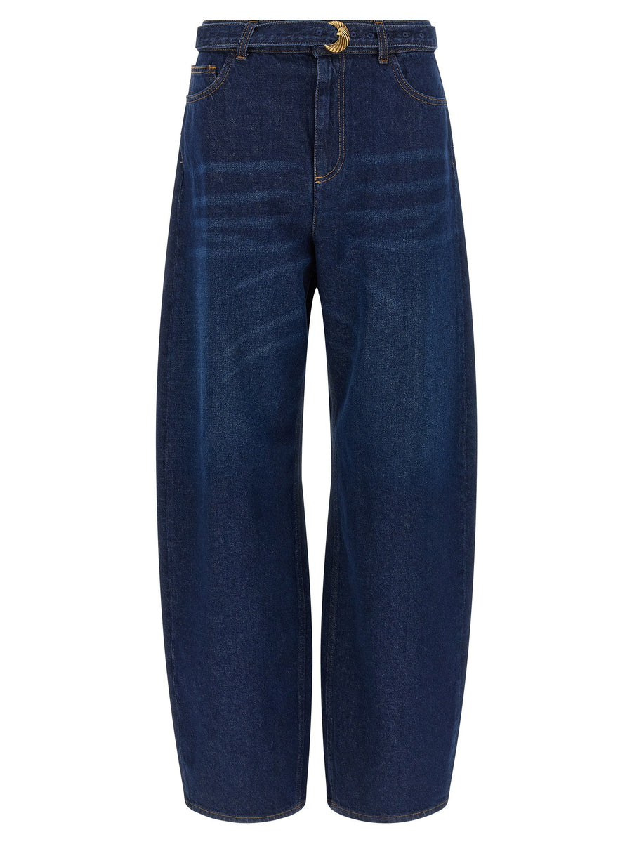 Twin Set High Waist Jeans in Dark Blue One Hundred Percent Cotton Five Pocket
