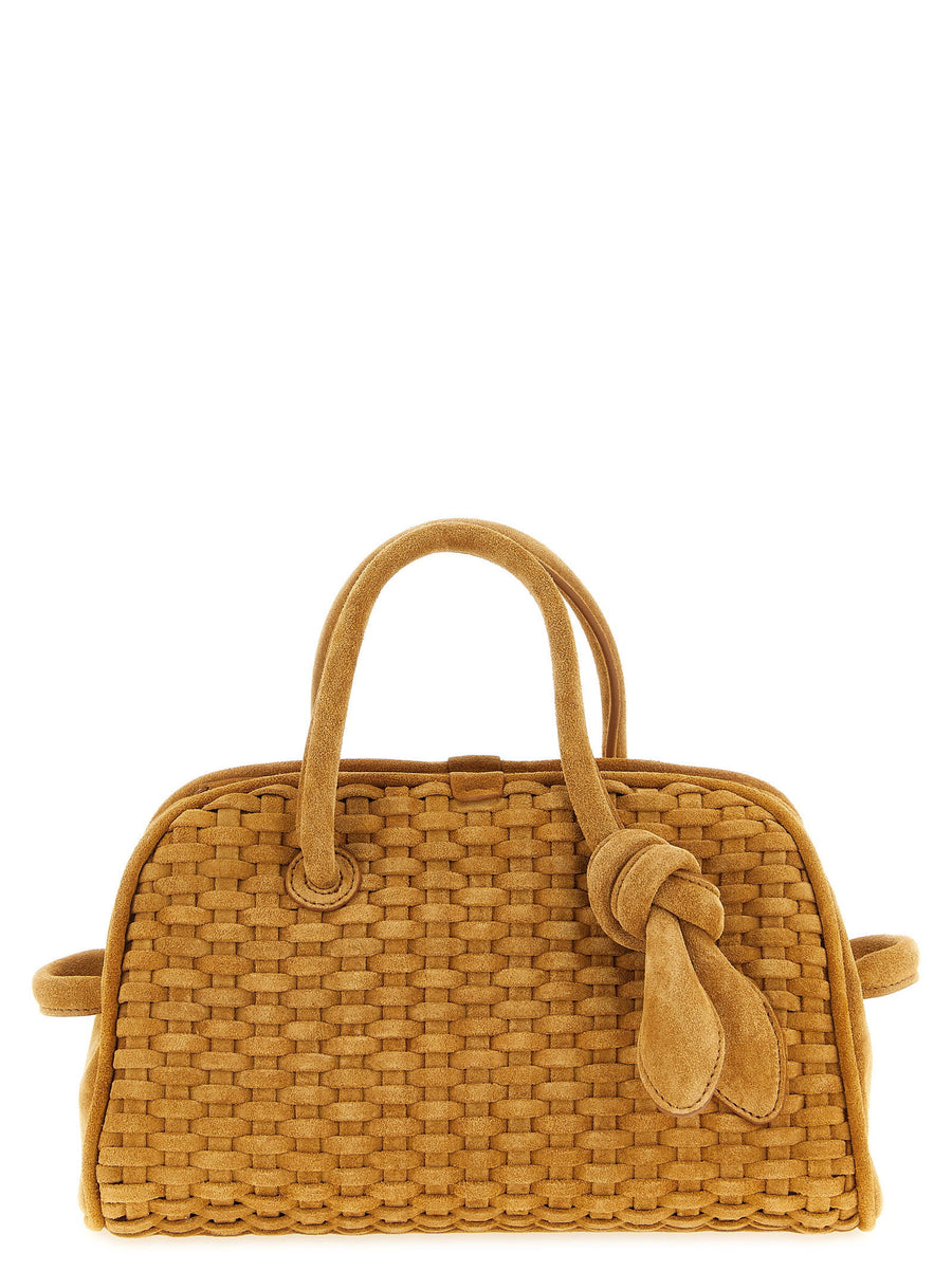 Jacquemus Le Petit Turismo Luxury Handbag For Women With Woven Suede Front Logo Top Zip Removable Strap
