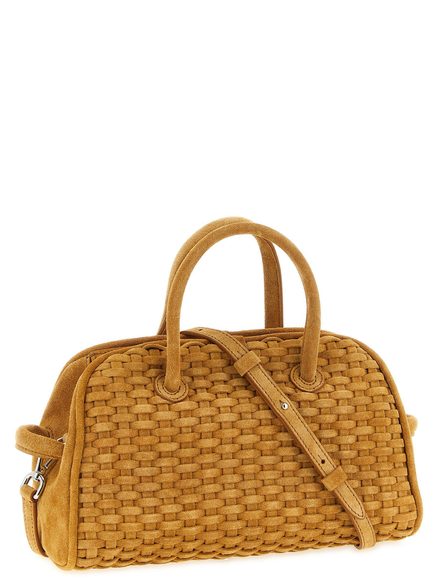 Jacquemus Le Petit Turismo Luxury Handbag For Women With Woven Suede Front Logo Top Zip Removable Strap