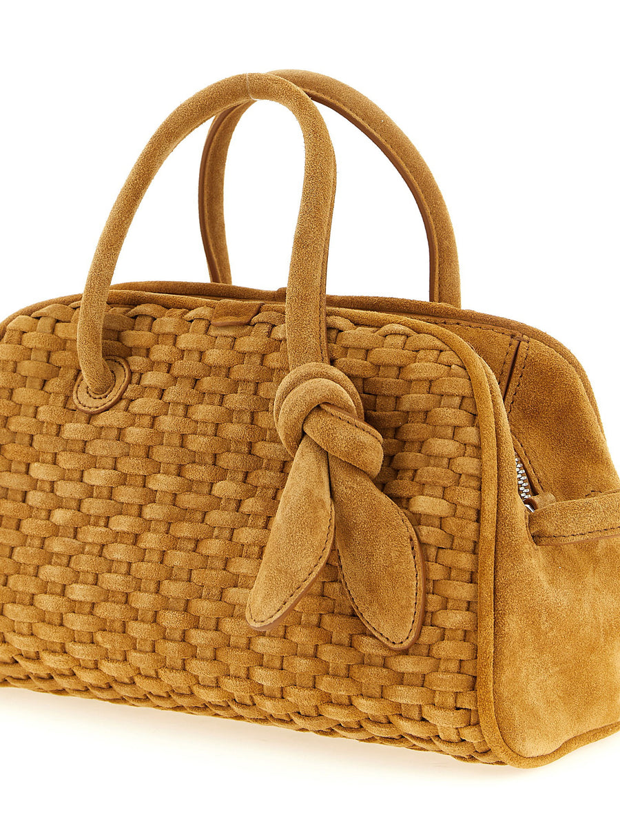 Jacquemus Le Petit Turismo Luxury Handbag For Women With Woven Suede Front Logo Top Zip Removable Strap