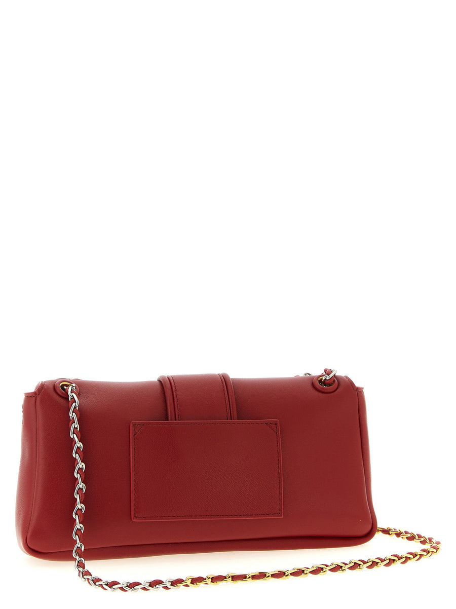 Jacquemus Le Bambino Chaine Compact Luxury Shoulder Bag Red Lamb Leather Magnetic Flap Closure Chain Strap For Women