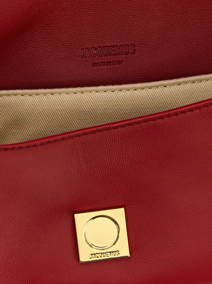Jacquemus Le Bambino Chaine Compact Luxury Shoulder Bag Red Lamb Leather Magnetic Flap Closure Chain Strap For Women