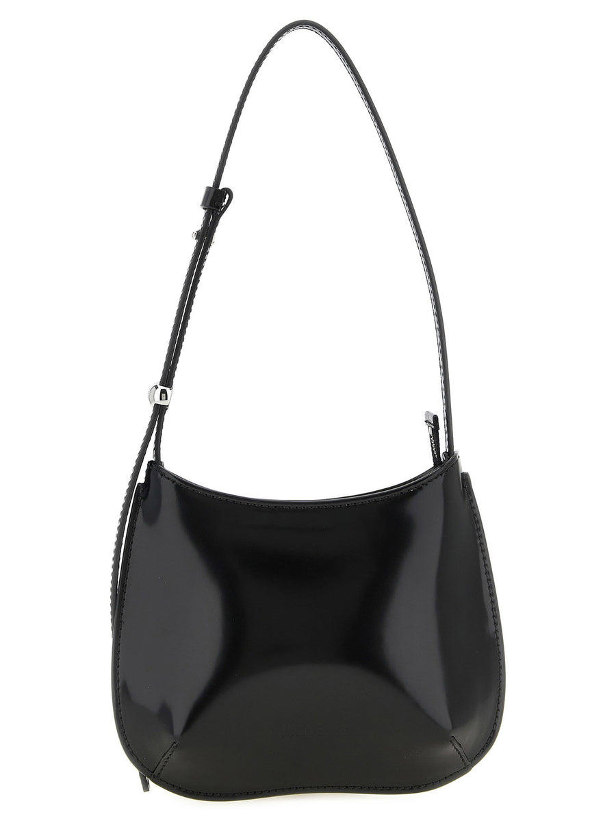 Jacquemus Le Petit Bisou Shoulder Bag For Women Glossy Black Calfskin Minimalist Luxury