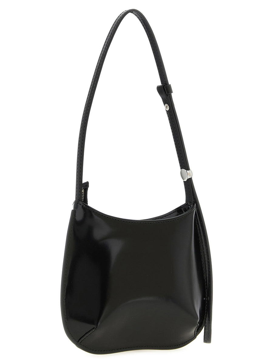 Jacquemus Le Petit Bisou Shoulder Bag For Women Glossy Black Calfskin Minimalist Luxury