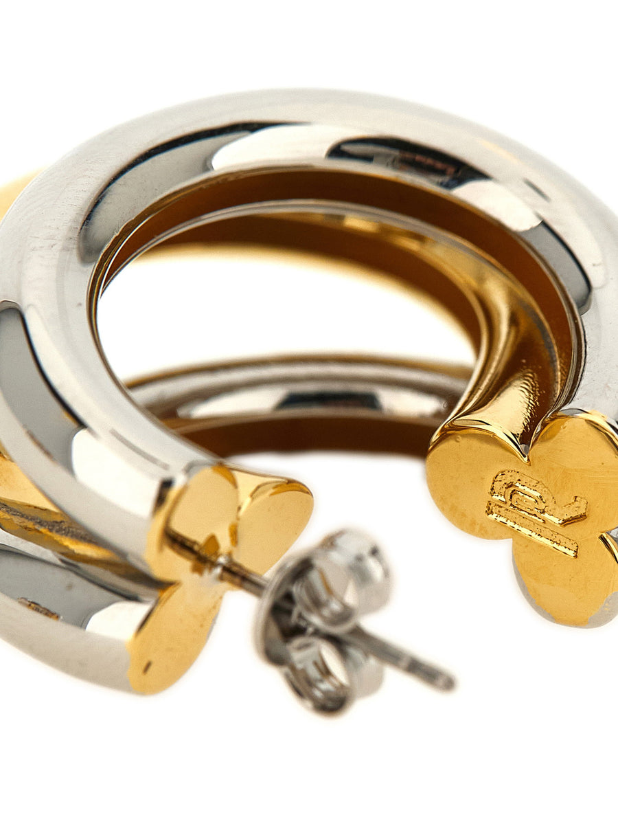 Paco Rabanne Triple Hoop Earrings Bold Triple Circle Silhouette One Size Multicolor Brass For Women